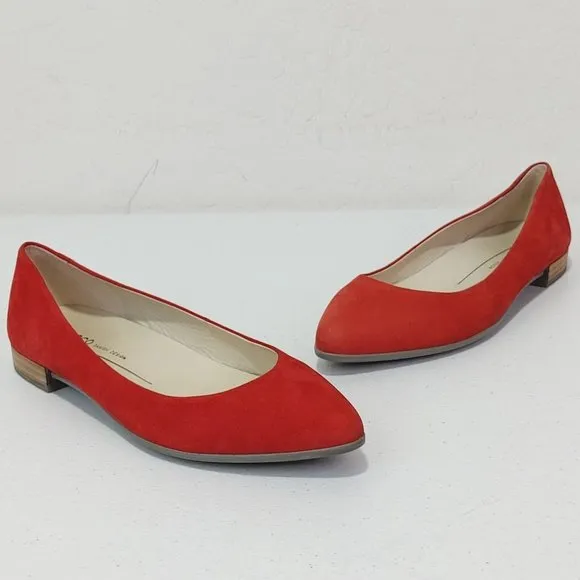 ECCO Shape Pointy Ballerina Women's  Red Nubuck Leather Comfort Flats Si…