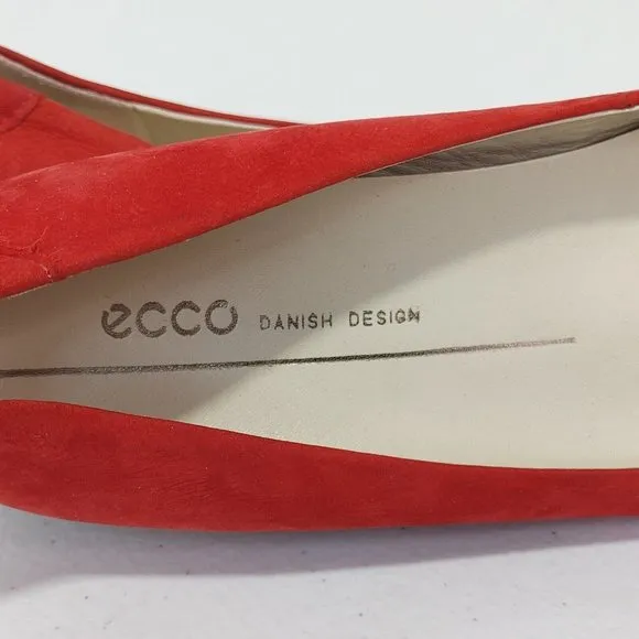 ECCO Shape Pointy Ballerina Women's  Red Nubuck Leather Comfort Flats Si…