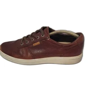 Ecco Sneaker Shoes Danish Design Brown Maghony Leather Lace Up Casual Mens 9