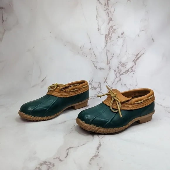 Eddie Bauer Duck Boots Women EU 39 US 8 Shoes Brown Green Low Top Rain Vintage