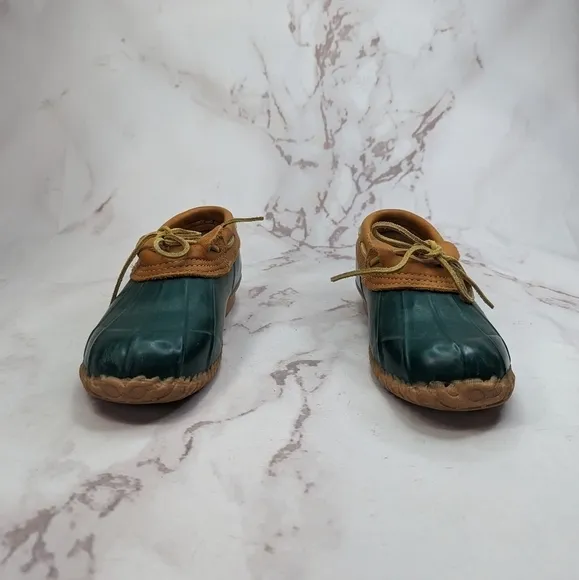 Eddie Bauer Duck Boots Women EU 39 US 8 Shoes Brown Green Low Top Rain Vintage