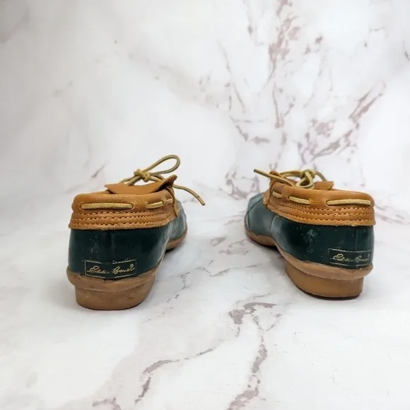 Eddie Bauer Duck Boots Women EU 39 US 8 Shoes Brown Green Low Top Rain Vintage