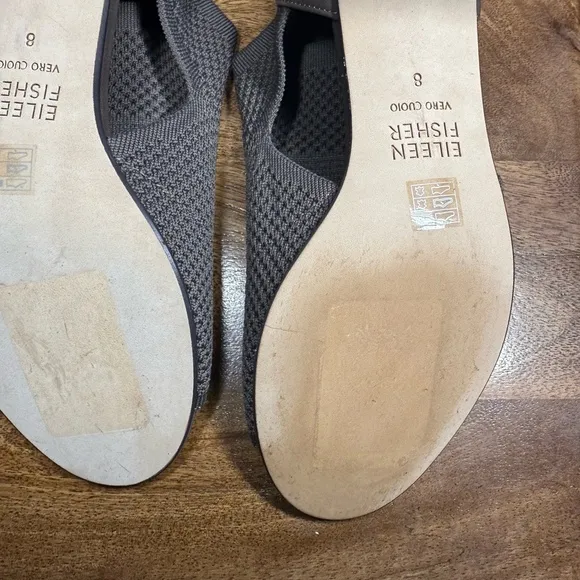Eileen Fisher Ferris Knit Block-Heel Sandals rye size 8
