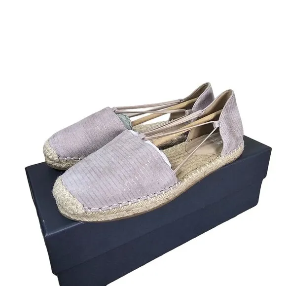 Eileen Fisher Lee d'Orsay Espadrille Flats 7.5 Oyster Printed Suede Soft Girl
