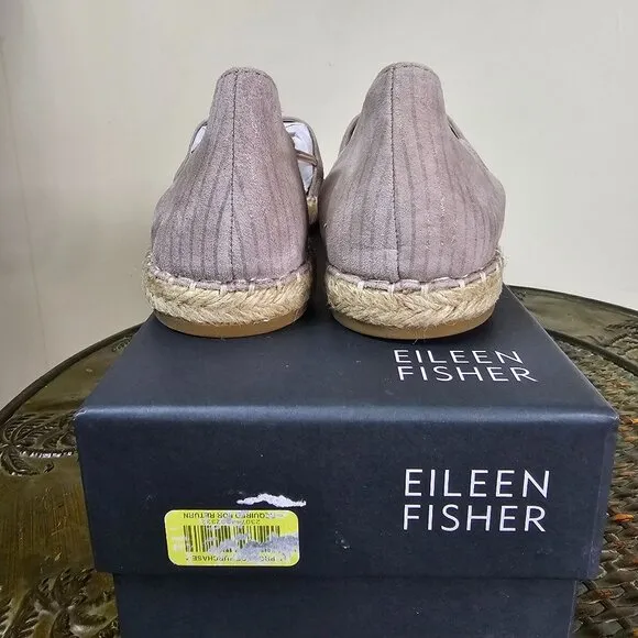 Eileen Fisher Lee d'Orsay Espadrille Flats 7.5 Oyster Printed Suede Soft Girl