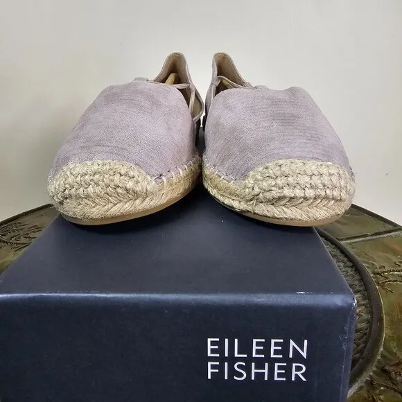 Eileen Fisher Lee d'Orsay Espadrille Flats 7.5 Oyster Printed Suede Soft Girl
