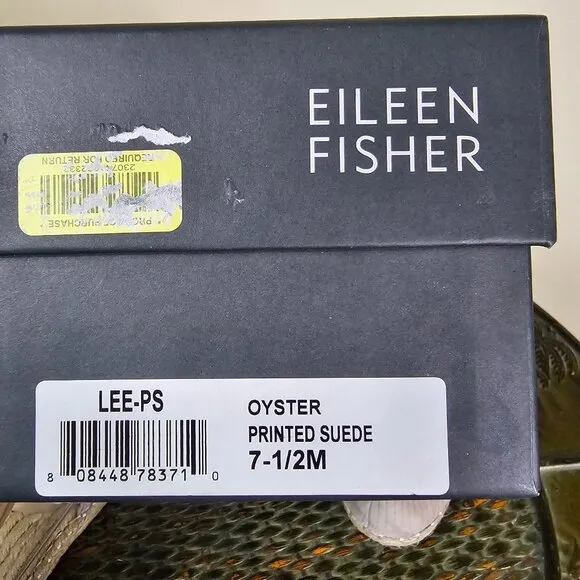 Eileen Fisher Lee d'Orsay Espadrille Flats 7.5 Oyster Printed Suede Soft Girl