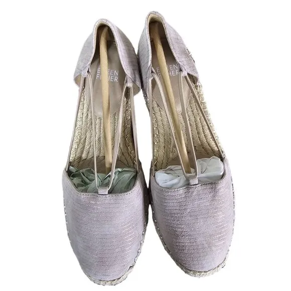 Eileen Fisher Lee d'Orsay Espadrille Flats 7.5 Oyster Printed Suede Soft Girl