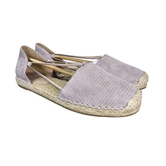 Eileen Fisher Lee d'Orsay Espadrille Flats 7.5 Oyster Printed Suede Soft Girl