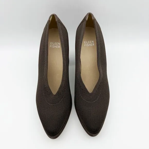 Eileen Fisher Womens Signy Heels Size 8 Dark Brown Slip On Block Heel NWOB