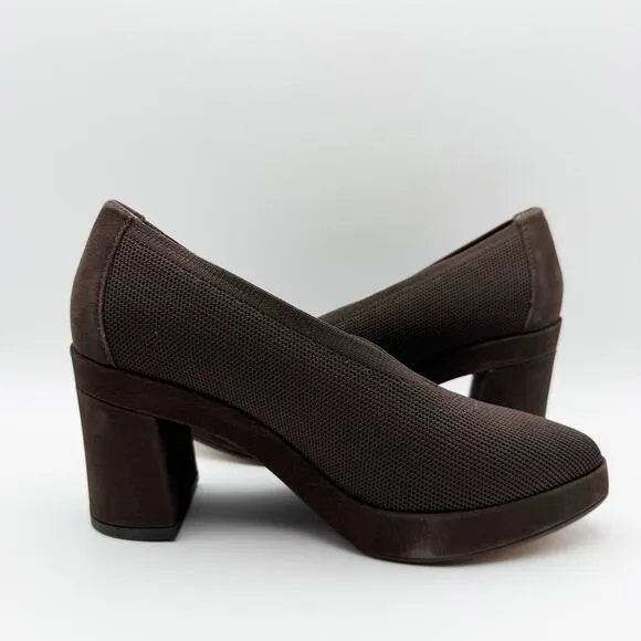 Eileen Fisher Womens Signy Heels Size 8 Dark Brown Slip On Block Heel NWOB