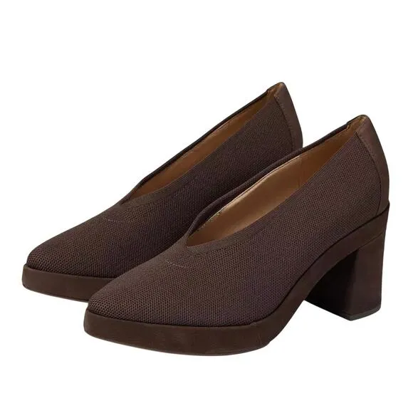 Eileen Fisher Womens Signy Heels Size 8 Dark Brown Slip On Block Heel NWOB