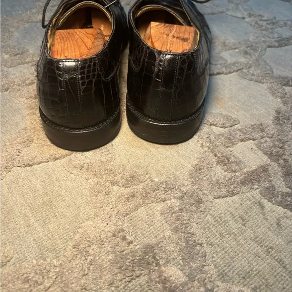 Elegant Black Leather Crocodile Men Shoes 11.5