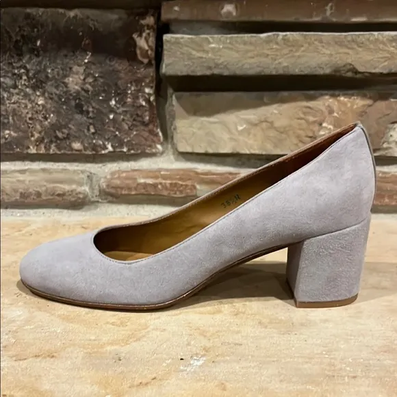 Elegant Gray Women's Block Heel Shoes