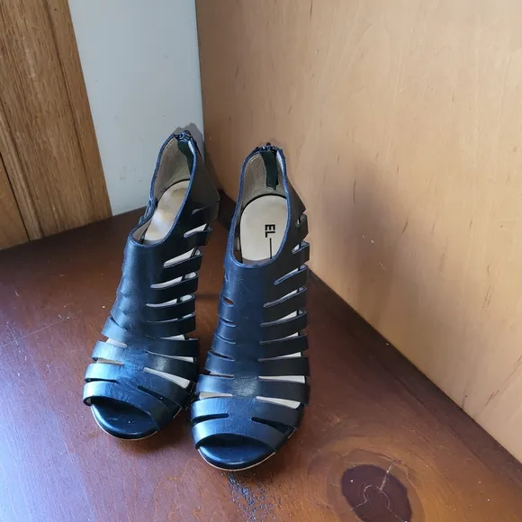Elegant Italian Black Peep-Toe Heels