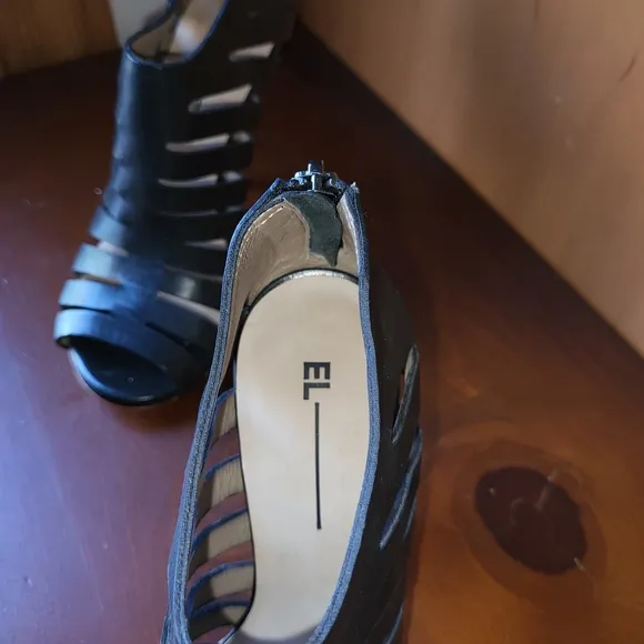 Elegant Italian Black Peep-Toe Heels