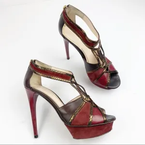 Elie Tahari Suede &amp; Leather T-Strap Platform Heels