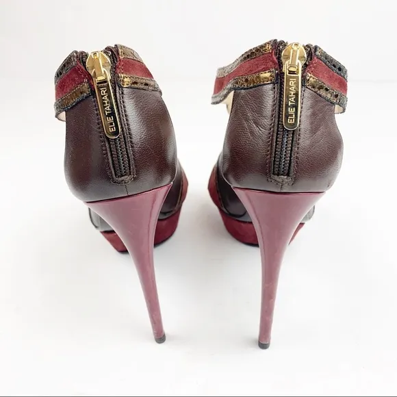 Elie Tahari Suede &amp; Leather T-Strap Platform Heels