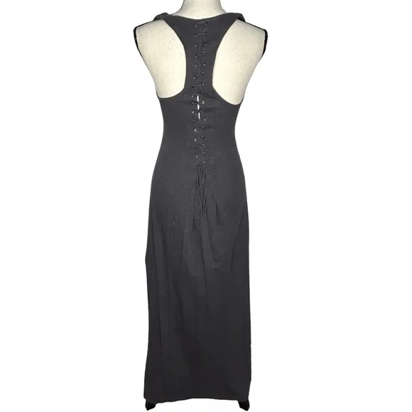Elizabeth &amp; James Gray Lace Up Racerback Maxi Dress