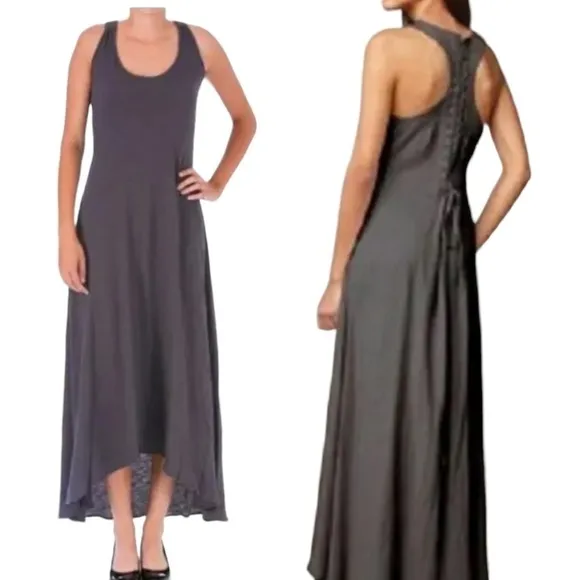 Elizabeth &amp; James Gray Lace Up Racerback Maxi Dress