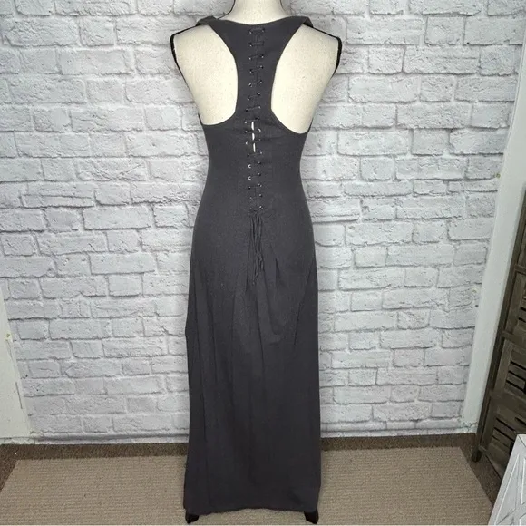 Elizabeth &amp; James Gray Lace Up Racerback Maxi Dress