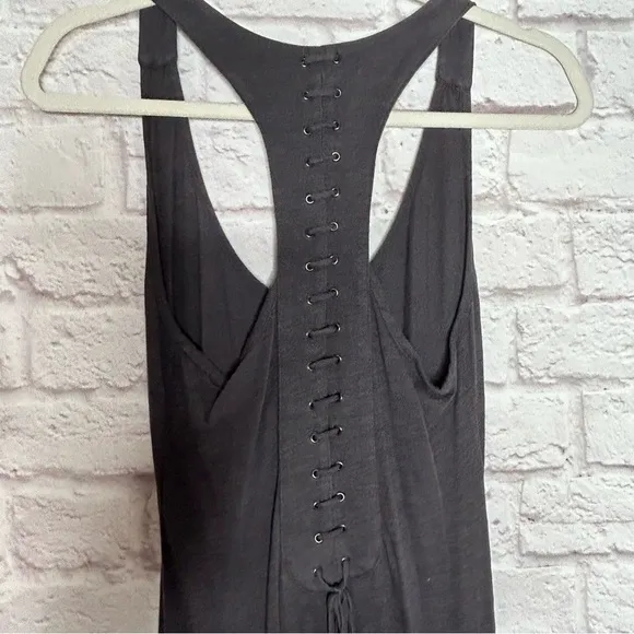 Elizabeth &amp; James Gray Lace Up Racerback Maxi Dress