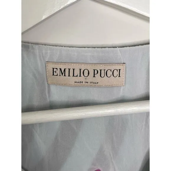 Emilio Pucci Abstract Print Boat Neck Midi Shift Dress Blue Size IT 44 (US M)