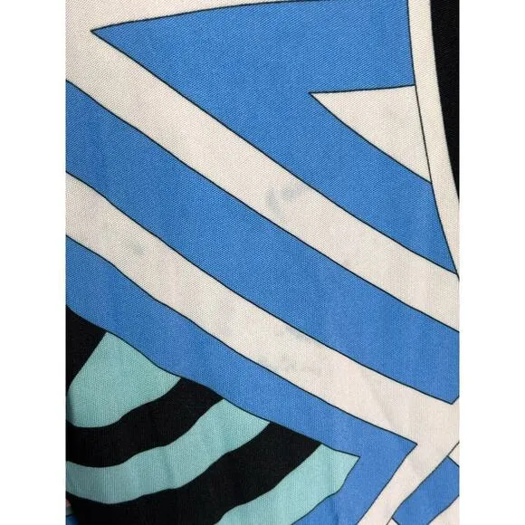 Emilio Pucci Abstract Print Boat Neck Midi Shift Dress Blue Size IT 44 (US M)