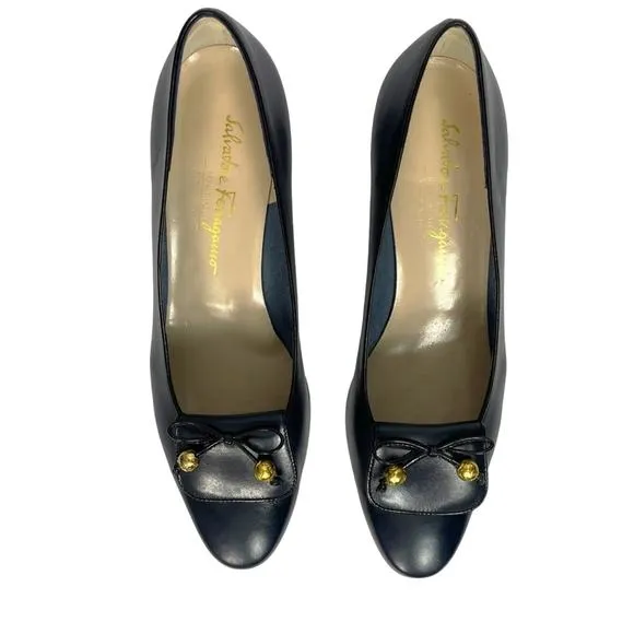 EUC - Salvatore Ferragamo Boutique Embellished Tie Pumps