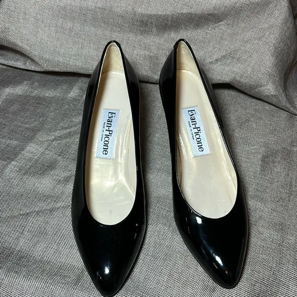 Evan-Picone Vintage Black Patent Leather Pumps Sz 8.5 never NWOT