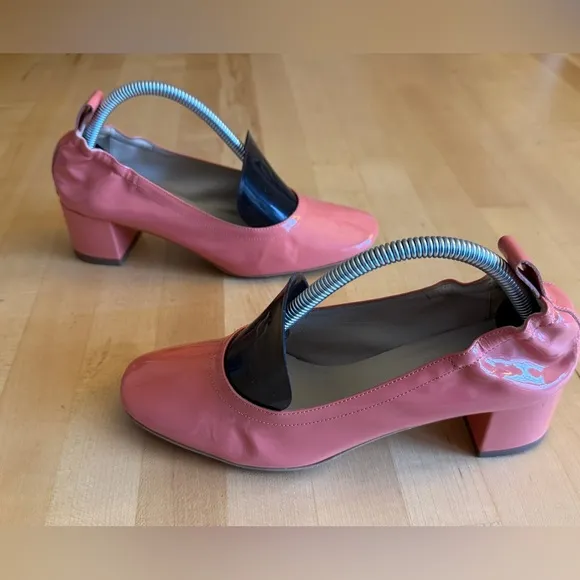 Everlane The Day Heel Patent Leather Pump Salmon Coral 🪸 Women's sz 5.5 *EUC