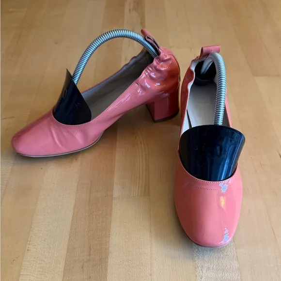 Everlane The Day Heel Patent Leather Pump Salmon Coral 🪸 Women's sz 5.5 *EUC