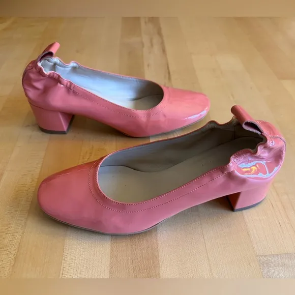 Everlane The Day Heel Patent Leather Pump Salmon Coral 🪸 Women's sz 5.5 *EUC