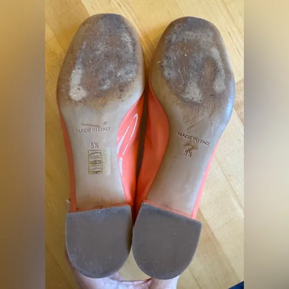 Everlane The Day Heel Patent Leather Pump Salmon Coral 🪸 Women's sz 5.5 *EUC