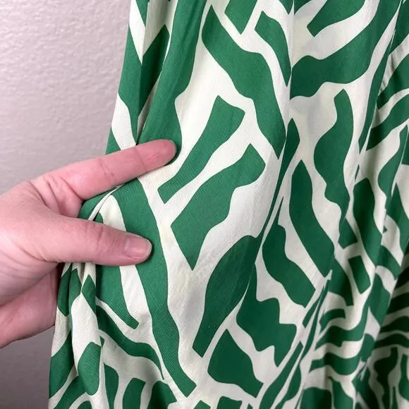 Faithful The Brand San Paolo Midi Dress Tulli Print Green US 8 Tropical Colorful