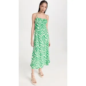 Faithful The Brand San Paolo Midi Dress Tulli Print Green US 8 Tropical Colorful