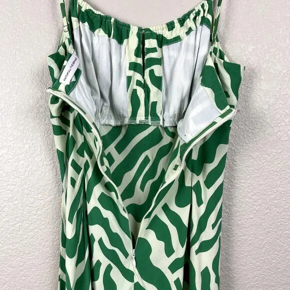 Faithful The Brand San Paolo Midi Dress Tulli Print Green US 8 Tropical Colorful
