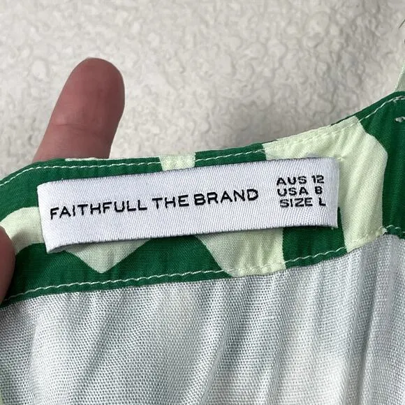 Faithful The Brand San Paolo Midi Dress Tulli Print Green US 8 Tropical Colorful