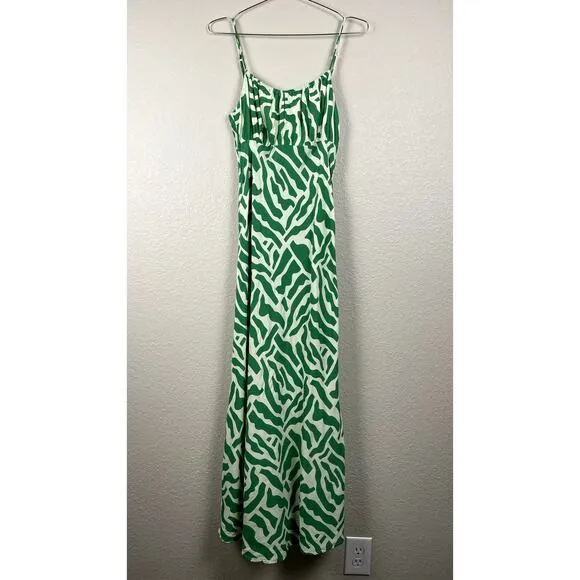 Faithful The Brand San Paolo Midi Dress Tulli Print Green US 8 Tropical Colorful