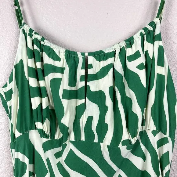 Faithful The Brand San Paolo Midi Dress Tulli Print Green US 8 Tropical Colorful