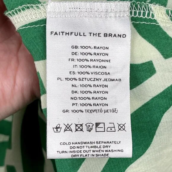 Faithful The Brand San Paolo Midi Dress Tulli Print Green US 8 Tropical Colorful