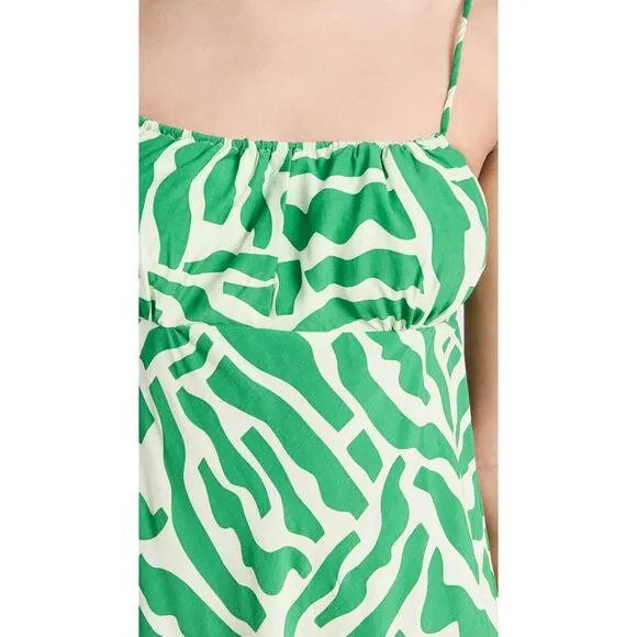 Faithful The Brand San Paolo Midi Dress Tulli Print Green US 8 Tropical Colorful