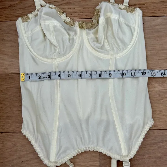 FANTASIE EMBROIDERED Corset Bustier Merry Widow Guepiere 34D Ref #8934 Ivory