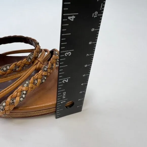 Fauzian Jeunesse Shoe Women 10 Sandal Ankle Strap Italy Open Stones 40.5 Core Ex