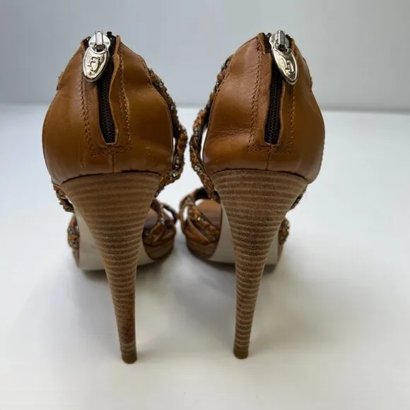 Fauzian Jeunesse Shoe Women 10 Sandal Ankle Strap Italy Open Stones 40.5 Core Ex