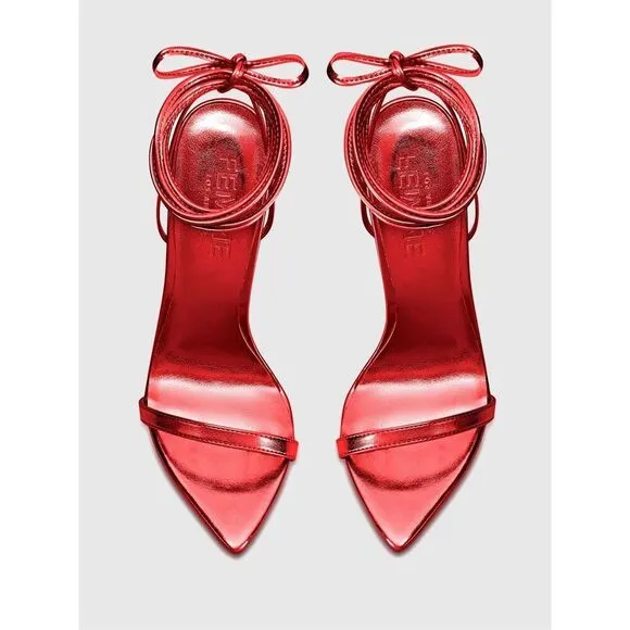 Femme Los Angeles The London Lace-Up Stiletto in Red Size 37/7