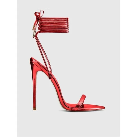 Femme Los Angeles The London Lace-Up Stiletto in Red Size 37/7