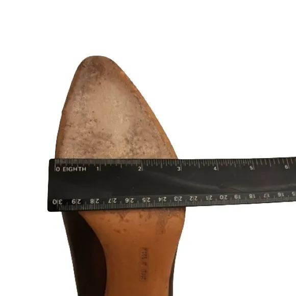Ferragamo Pumps High Heels Shoes | Toe Cap Metallic designer Italian Leather 7.5