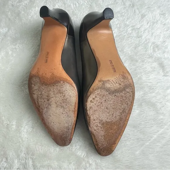 Ferragamo Pumps High Heels Shoes | Toe Cap Metallic designer Italian Leather 7.5