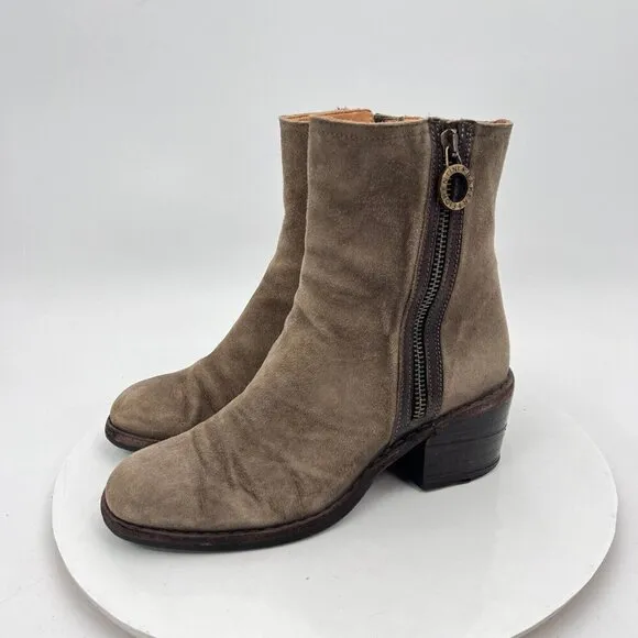 Fiorentini   Baker Women Size EU 35 US 5 Brown Suede Side Zip Ankle Pump Boot